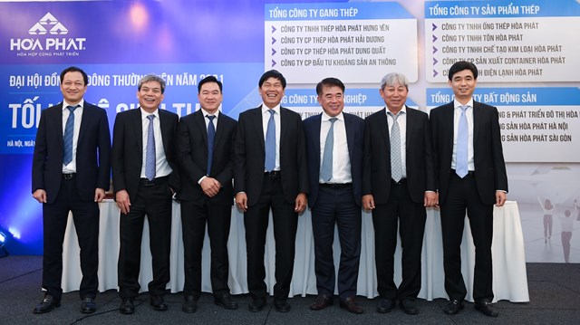 Hội đồng Quản trị nhiệm kỳ 2021-2026 của C&ocirc;ng ty CP Tập đo&agrave;n H&ograve;a Ph&aacute;t. Ảnh: H&ograve;a Ph&aacute;t