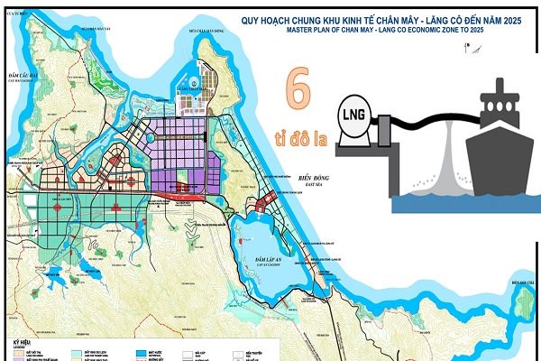 Quy hoạch chung Khu Kinh tế Ch&acirc;n M&acirc;y - Lăng C&ocirc;, tỉnh Thừa Thi&ecirc;n Huế đến năm 2025 v&agrave; dự &aacute;n điện kh&iacute; thi&ecirc;n nhi&ecirc;n h&oacute;a lỏng (LNG) c&oacute; tổng vốn đầu tư 6 tỷ USD trong tương lai. Ảnh v&agrave; đồ họa: Nh&acirc;n T&acirc;m