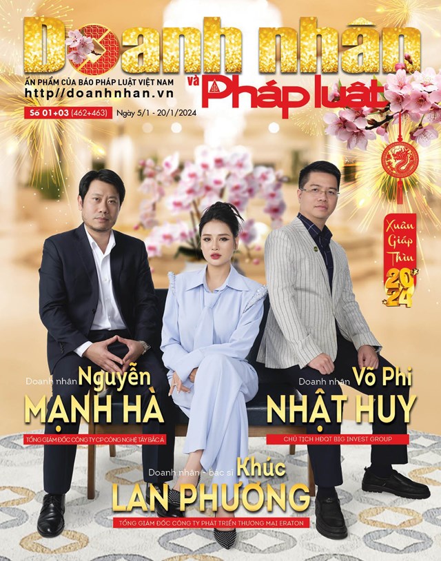 Doanh nh&acirc;n Kh&uacute;c Lan Phương tr&ecirc;n b&igrave;a ấn phẩm Doanh nh&acirc;n v&agrave; Ph&aacute;p luật