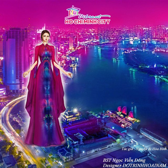 C&aacute;c thiết kế &aacute;o d&agrave;i Ngọc Viễn Đ&ocirc;ng được Đỗ Trịnh Ho&agrave;i Nam lấy cảm hứng từ vẻ đẹp lung linh, đa sắc m&agrave;u của một th&agrave;nh phố ven s&ocirc;ng.
