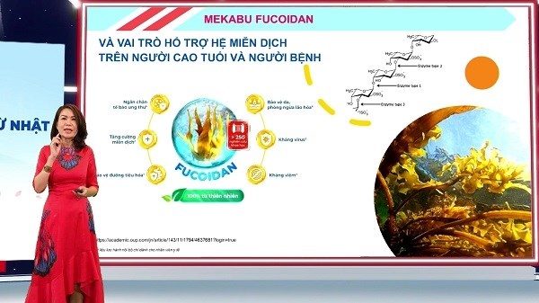 ThS.BS CKII. Nguyễn Viết Quỳnh Thưtr&igrave;nh b&agrave;y về vai tr&ograve; Fucoidan trong việc hỗ trợ hệ miễn dịch tr&ecirc;n người cao tuổi v&agrave; người bệnh