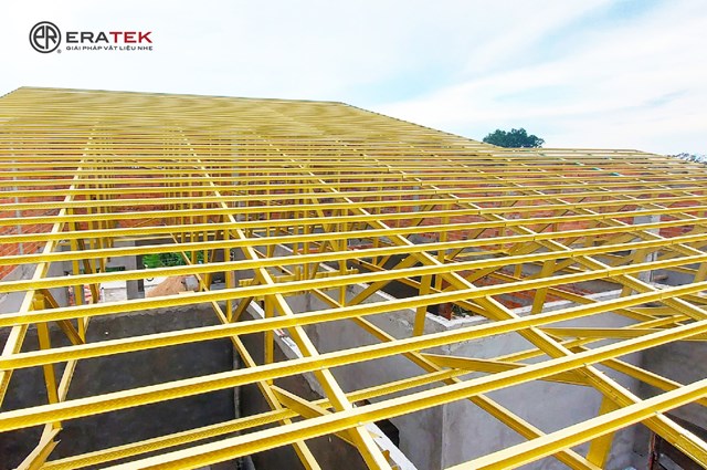 C&ocirc;ng tr&igrave;nh m&aacute;i nh&agrave; d&acirc;n dụng sử dụng k&egrave;o th&eacute;p nhẹ Eratruss