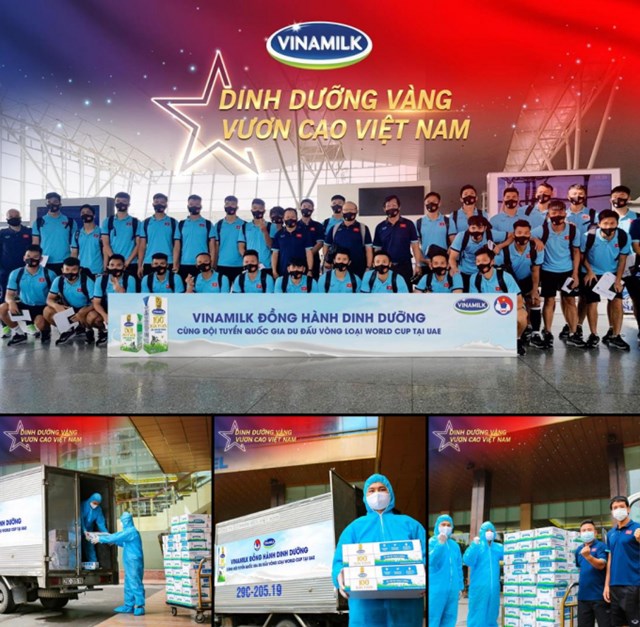 Vinamilk tự h&agrave;o mang đến nguồn dinh dưỡng v&agrave;ng đồng h&agrave;nh c&ugrave;ng đội tuyển quốc gia du đấu v&ograve;ng loại World Cup tại UAE.