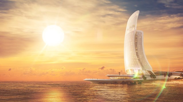 Si&ecirc;u T&ocirc;̉ hợp Giải trí - Nghỉ dưỡng - Đầu tư Hon Thom Paradise Island với Tòa nhà Cánh Bu&ocirc;̀m bi&ecirc;̉u tượng (ảnh ph&ocirc;́i cảnh minh họa)