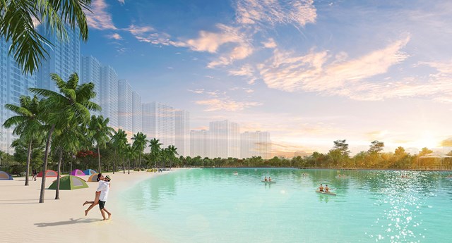 &ldquo;Biển hồ&rdquo; c&aacute;t trắng kề nh&agrave;, bạn kh&ocirc;ng cần phải đi xa v&agrave;i chục c&acirc;y số để tr&aacute;nh n&oacute;ng nữa.