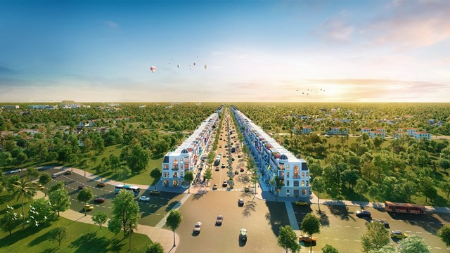Phối cảnh khu phố T&acirc;y với kiến tr&uacute;c t&acirc;n cổ điển nghệ thuật v&agrave; duy mỹ.