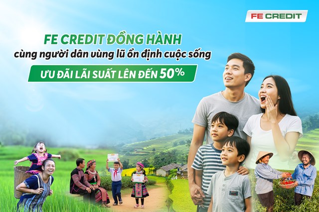 FE CREDIT kỳ vọng g&oacute;i t&iacute;n dụng l&atilde;i suất ưu đ&atilde;i sẽ gi&uacute;p b&agrave; con sớm phục hồi v&agrave; ổn định đời sống sau thi&ecirc;n tai. Ảnh FE CREDIT &nbsp;