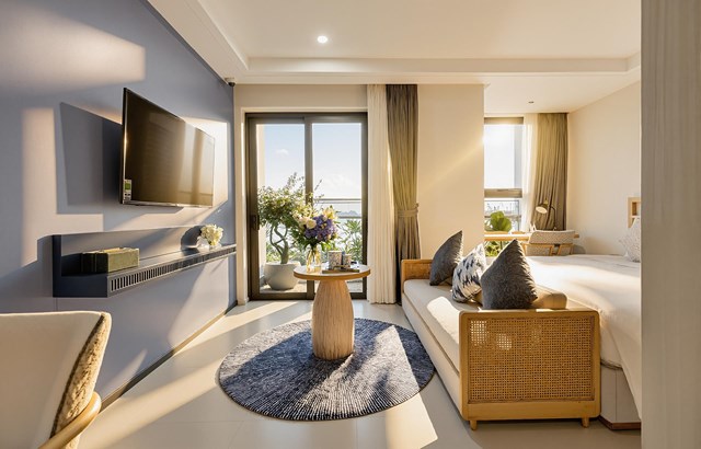 Căn hộ mẫu 1 ph&ograve;ng ngủ + 1 Sun Centro Town. Ảnh: &Aacute;nh Dương. &nbsp;