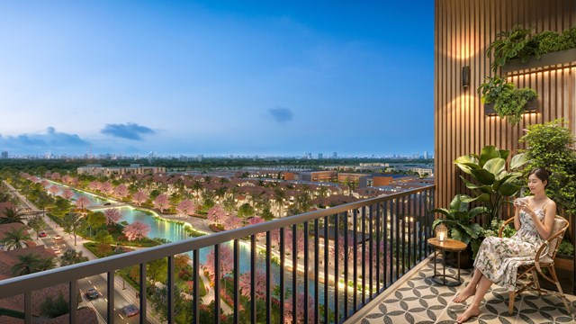 Không gian sống xanh, gần gũi thiên nhiên hiếm có. (Ảnh phối cảnh: Sun Property)  