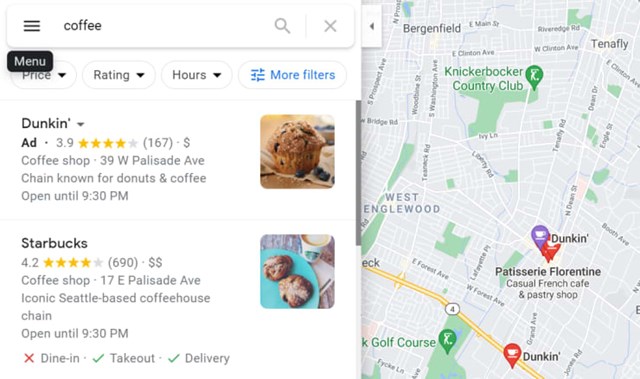 C&aacute;c quảng c&aacute;o hiển thị tr&ecirc;n Google Maps.