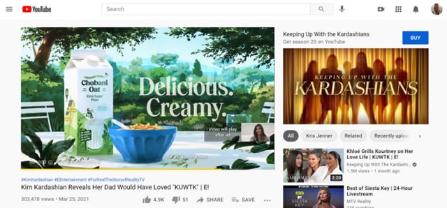 Một quảng c&aacute;o sản phẩm tr&ecirc;n Youtube.