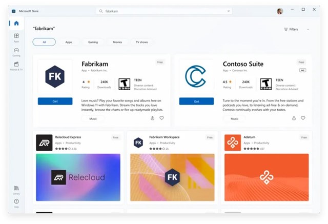 C&aacute;c ứng dụng được quảng c&aacute;o sẽ c&oacute; biểu tượng "AD" b&ecirc;n cạnh khi xuất hiện tr&ecirc;n Microsoft Store.