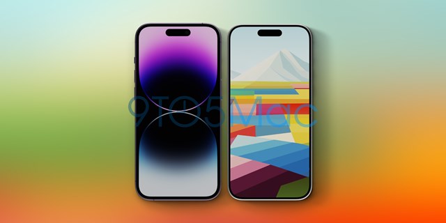 iPhone 15 Pro so s&aacute;nh với iPhone 14 Pro (tr&aacute;i), viền m&agrave;n h&igrave;nh mỏng c&ugrave;ng cụm camera trước t&aacute;ch biệt hơn phi&ecirc;n bản cũ.
