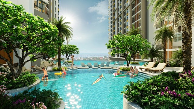 Hồ bơi ấn tượng như resort tại căn hộ 9X An Sương. Phối cảnh: Hưng Thịnh Land