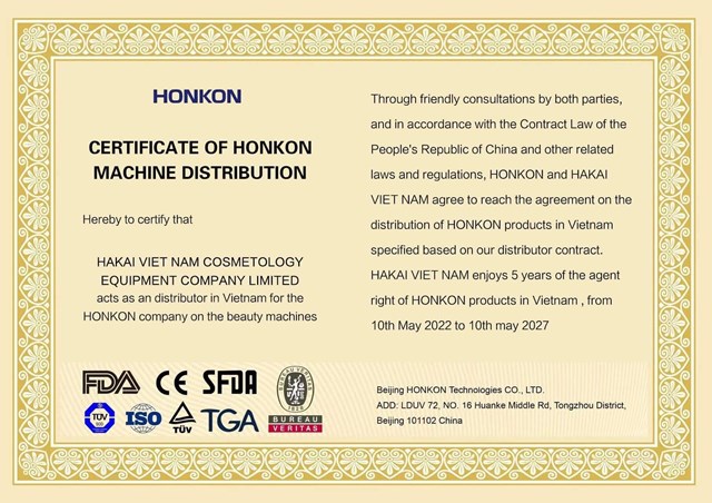 Chứng chỉ h&atilde;ng Honkon đạt được