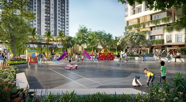 S&acirc;n chơi trẻ em rộng r&atilde;i ngay khu&ocirc;n vi&ecirc;n dự &aacute;n Moonlight Centre Point. Ảnh: Hưng Thịnh Land