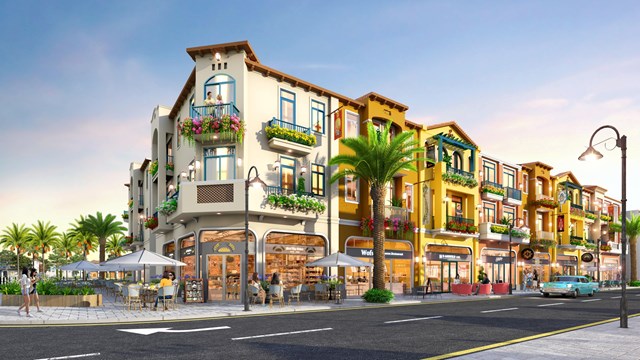 Phối cảnh d&atilde;y shophouse tại NovaWorld Ho Tram &ndash; Ph&acirc;n kỳ Habana Island