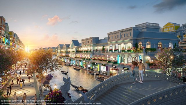Nh&igrave;n to&agrave;n cảnh phố &Yacute; l&atilde;ng mạn tr&ecirc;n d&ograve;ng s&ocirc;ng Venice thơ mộng giữa Ph&acirc;n khu The Venice